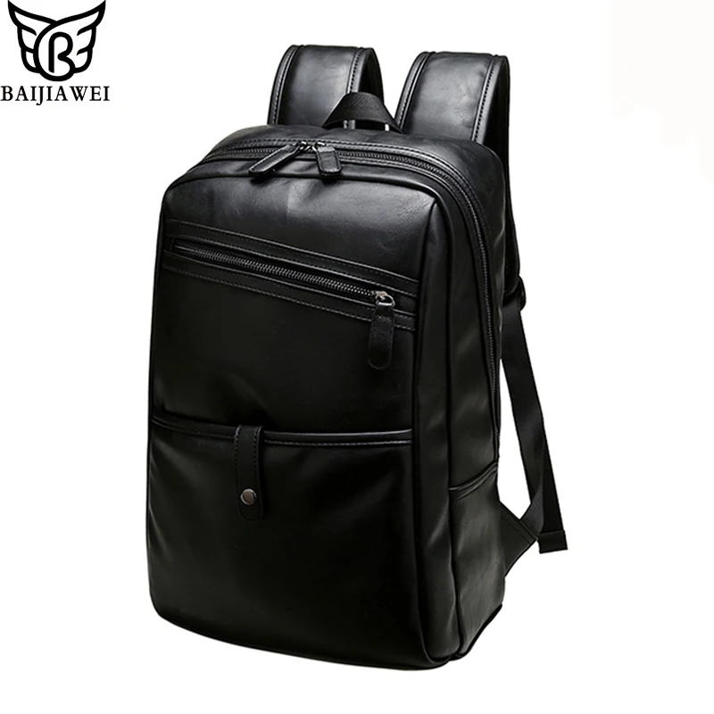 BAIJIAWEI men font b Backpacks b font Leather fashion bag font b women b font Daily