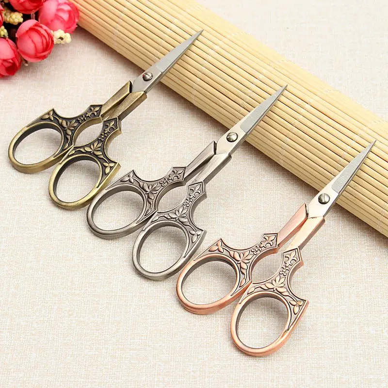 KiWarm Vintage Floral Pattern Metal Scissors Seamstress Tailor Scissor
