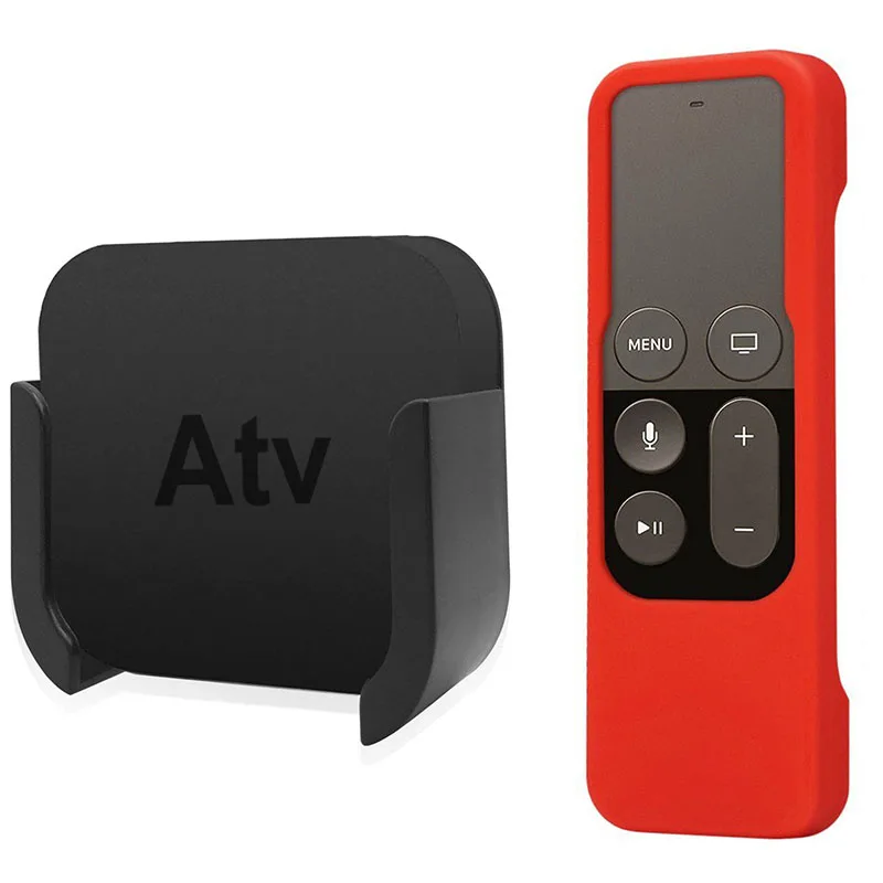 Крепление для ТВ для Apple tv 4K 4K настенный кронштейн держатель для Apple tv 4 и 4K силиконовый защитный чехол Siri с пультом дистанционного управления - Цвет: red