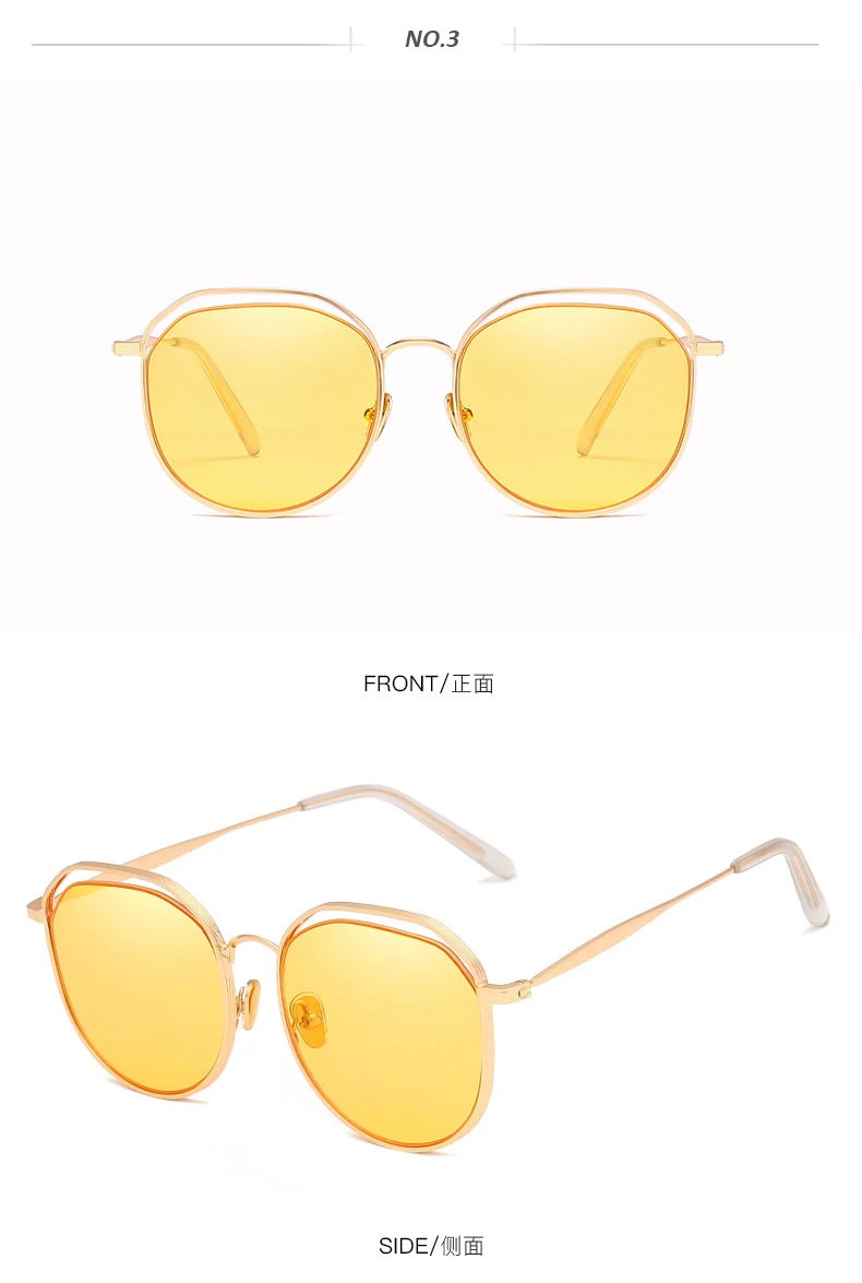 Уникальные многоугольные очки ночного видения с желтыми линзами, очки для вождения для мужчин и женщин, новые брендовые дизайнерские металлические очки 7186CJ
