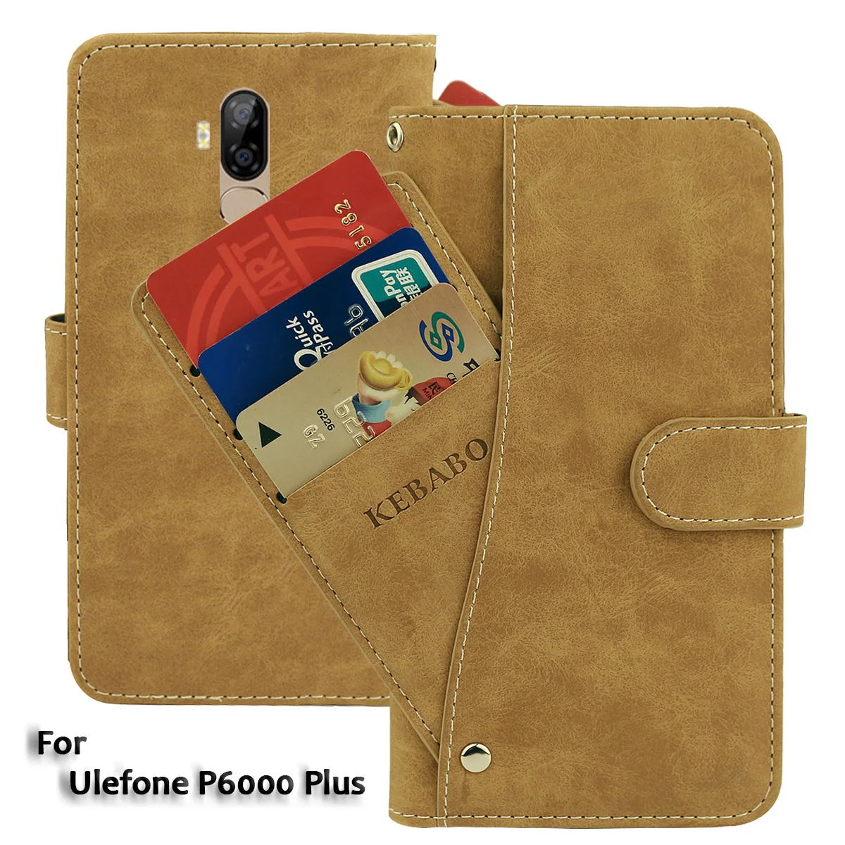 

Vintage Leather Wallet Ulefone P6000 Plus Case 6" Flip Luxury 3 Front Card Slots Cover Magnet Stand Phone Protective Bags