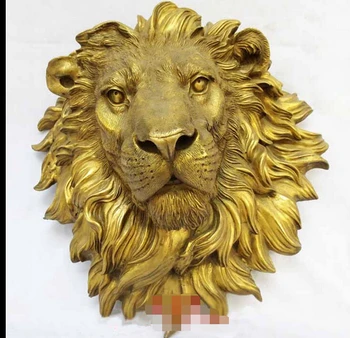 

West Art pure bronze sculpture carvings fierce beast of prey lion head statue
