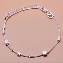 BDJ007 Фирменная Новинка лодыжки маленькую коробочку посеребрённые, ювелирные украшения босиком сандалии ноги Chaine Для женщин ножной браслет Cheville цепи