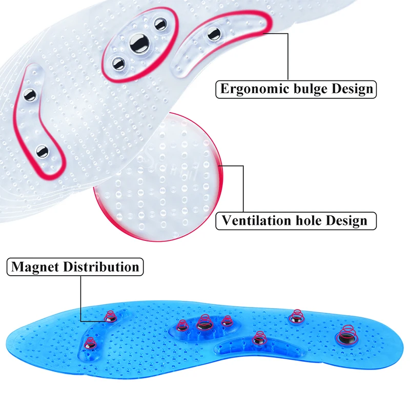 Soumit унисекс магнитные массажные стельки для ног акупрессованные колодки для обуви терапия для похудения стельки для похудения прозрачные