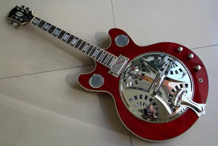 

New Arrival Cnbald Dobro Resonator Steel Electric Guitar With Chrome Hardware In Red 110921