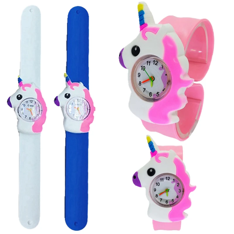 Unicorn Quartz-Watch Gift Slap Birthday Girls Kids Cartoon Fashion Snap 3D 10pcs/Lot