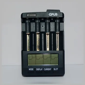 OPUS-Cargador comprobador de batería BT-C3100 inteligente, digital, LCD, con 4 ranuras para baterías recargables 10440, 18650, iones de litio, NiCd, NiMH, AA 2