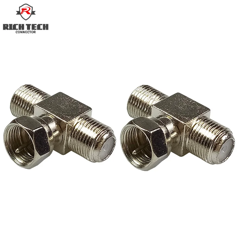 

8pcs T Shape F Type TV Adapter F 1xMale Plug to F 2xFemale Jack Connector TV Accessories Coaxial RF Connectors