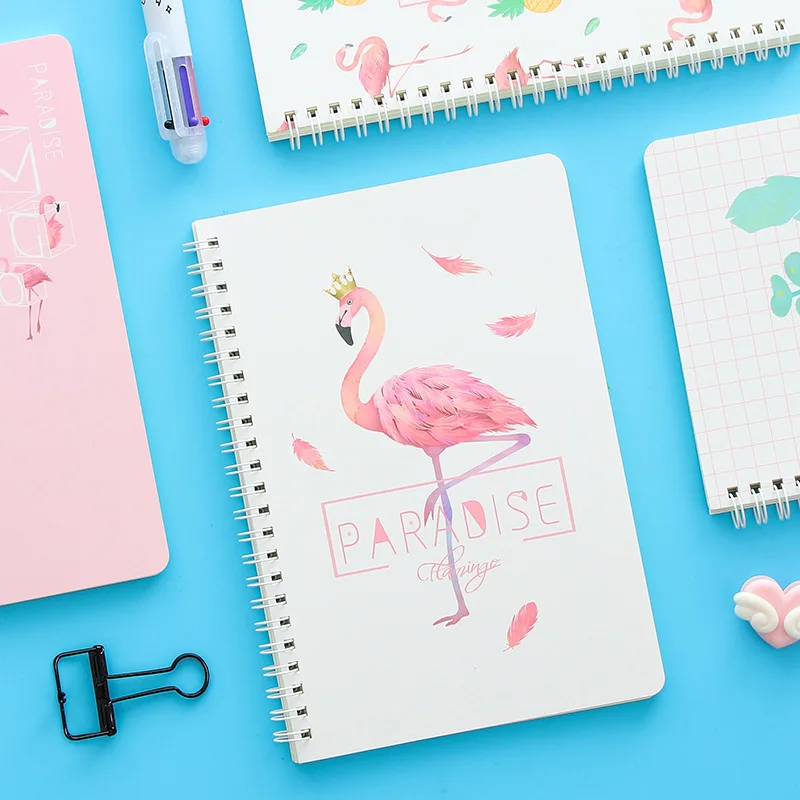 

Creative stationery flamingo notepad A5 notebook small fresh coils this hand ledger student supplies 120 pages