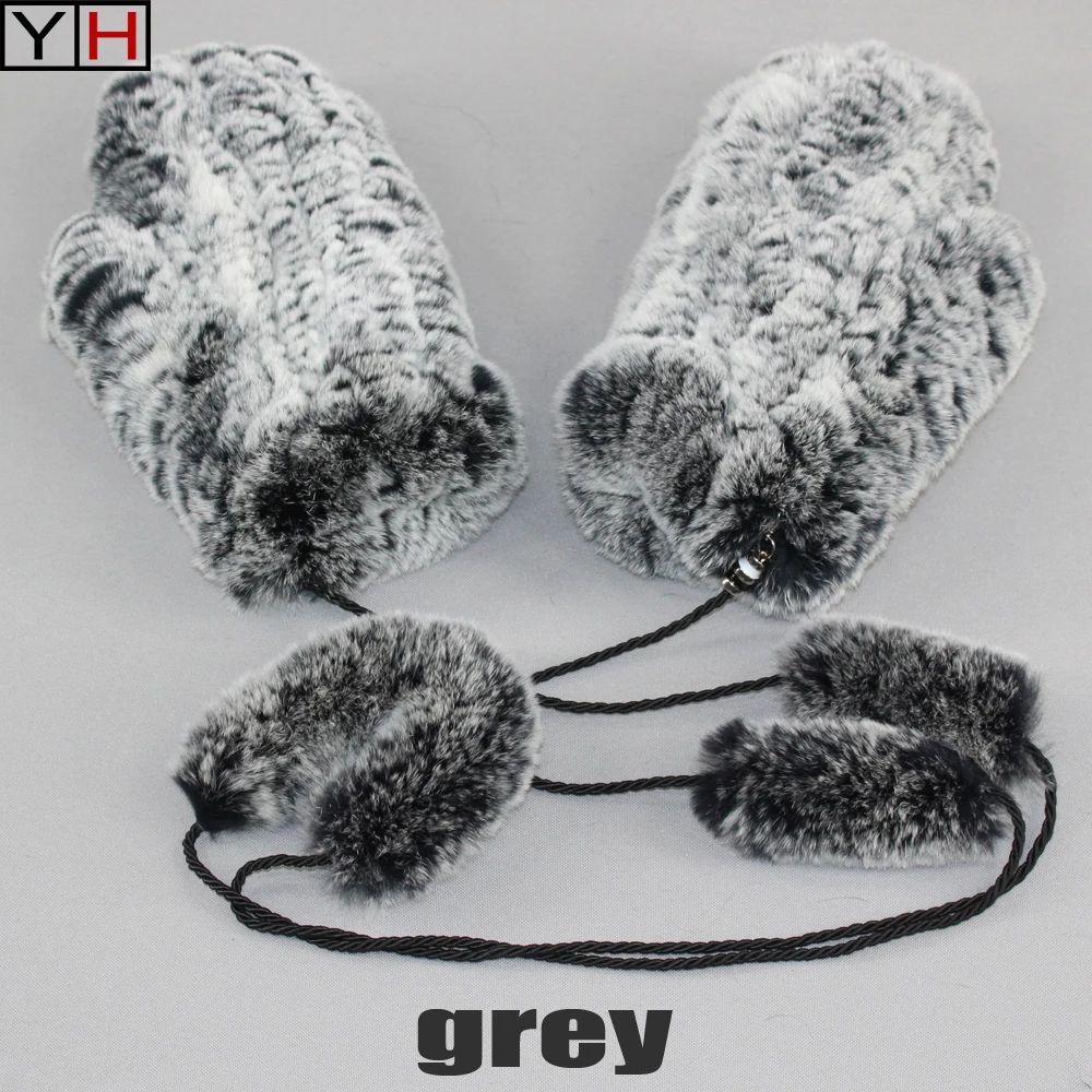 

Hot Selling Good Elastic Women Winter Knitted Real Rabbit Fur Mittens100%Natural Real Rex Rabbit Fur Gloves Lady Fur Gloves