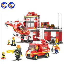 Игрушка мечта Sluban пожарная машина 119 аварийного Строительный блок Устанавливает 371 шт. DIY Кирпич игрушка мальчика Лепин Совместимость