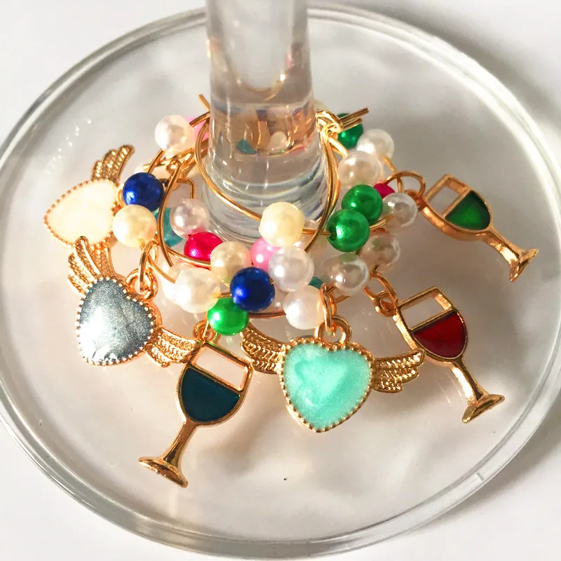 

Wine charms New Fashion Design 6PCS Wine Glass Charms Rings Marker Christmas Party Bar Table Decorations Christmas Gift