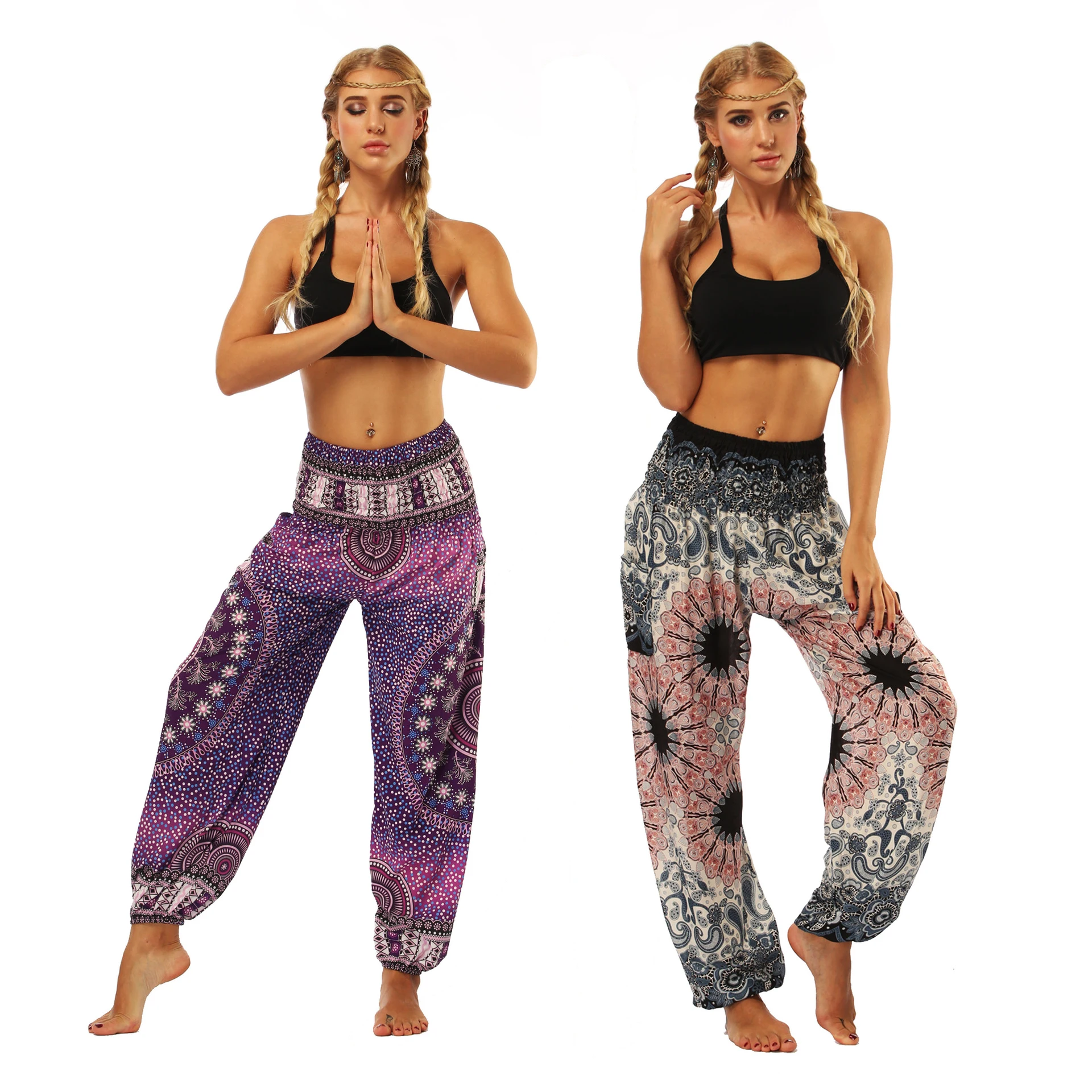 

Women Fitness Yoga Pants Trousers Baggy Boho Aladdin Pants Bohemian High Waist Sport Pant Gym Plus Size Girl Loose Pants