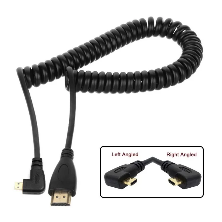 Гибкий кабель Micro Mini HDMI 90 пружин Поддержка Ethernet 3D 4K Аудио возврат для DSLR HDTV XBox