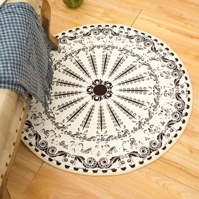 Bohemian Soft Carpets Round Mat For Bedroom Flannel Bath Mat 85x85cm