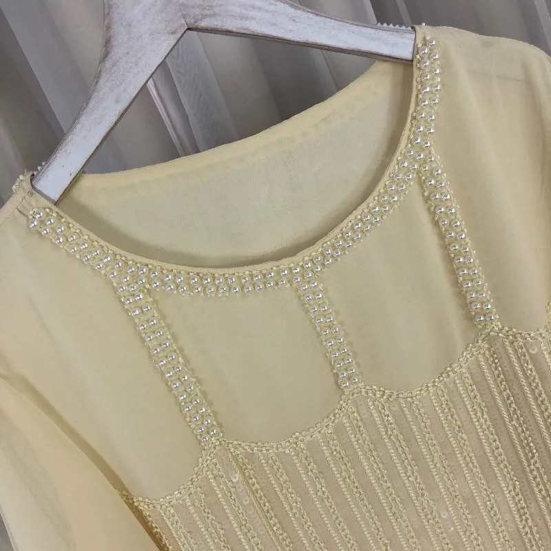 Cakucool Women Spring Chiffon Blouse Long Flare