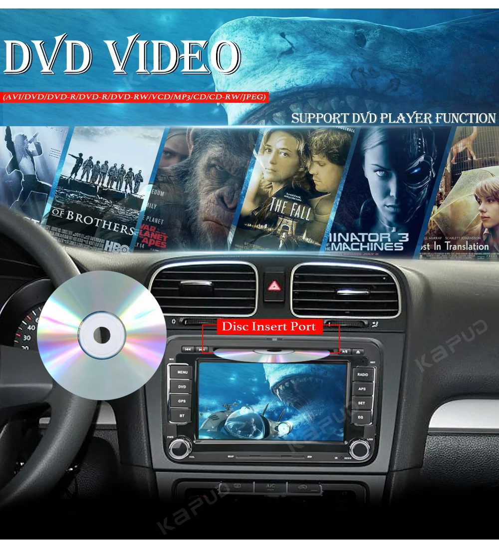 Perfect Kapud 2Din Car Radio Audio DVD Multimedia Player For Golf 5/Passat B6/Touran/Polo/Tiguan/Seat/Skoda Quad Core android 9.0 GPS 7