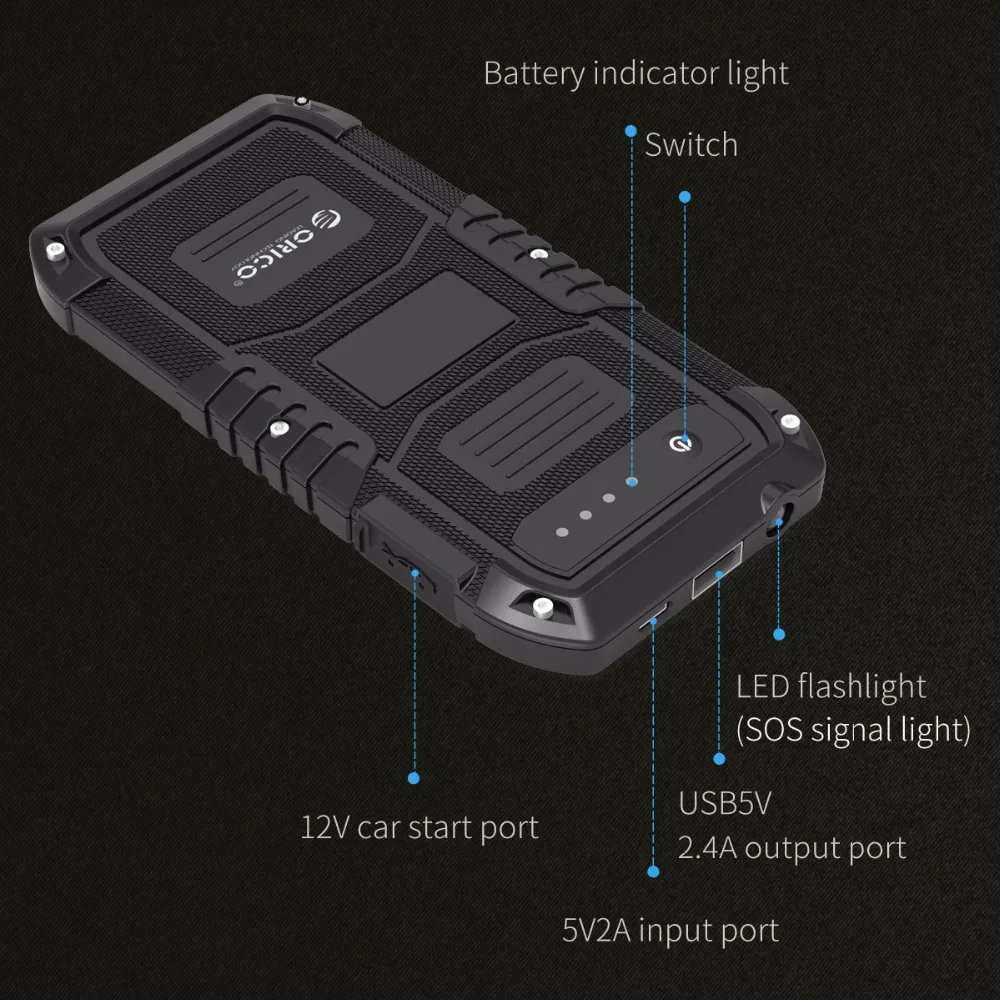 ORICO многофункциональное автомобильное аварийное зарядное устройство мини портативное мобильное зарядное устройство 4000 мАч пусковое зарядное устройство