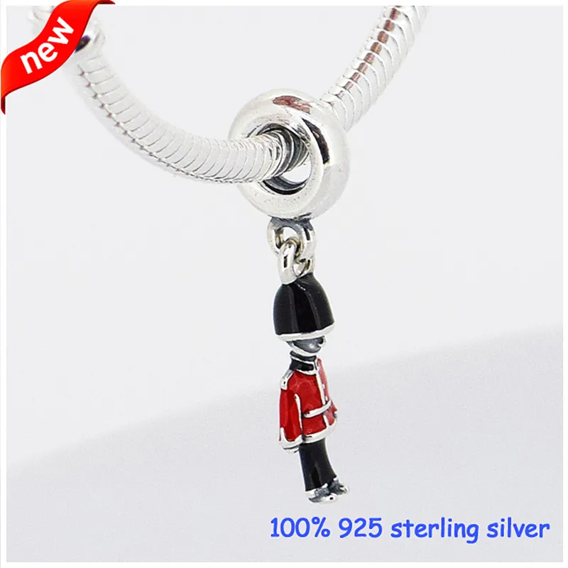 

Fit Pandora Charms Bracelets Necklaces 100% 925 Sterling Silver Enamel Toy Soldier Dangle Charm for Jewelry Making PF158