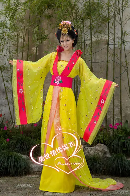Хит! Новинка; Традиционное китайское женское платье; костюм принцессы; кружевное платье; одежда желтого цвета; - Цвет: 1