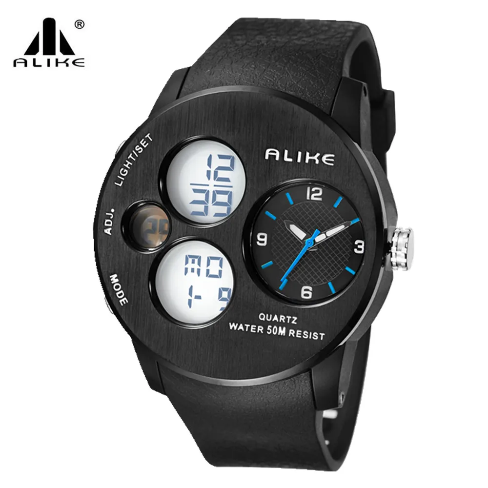 Alike Brand multifunction Men LED Digital Military quartz Watch,50M