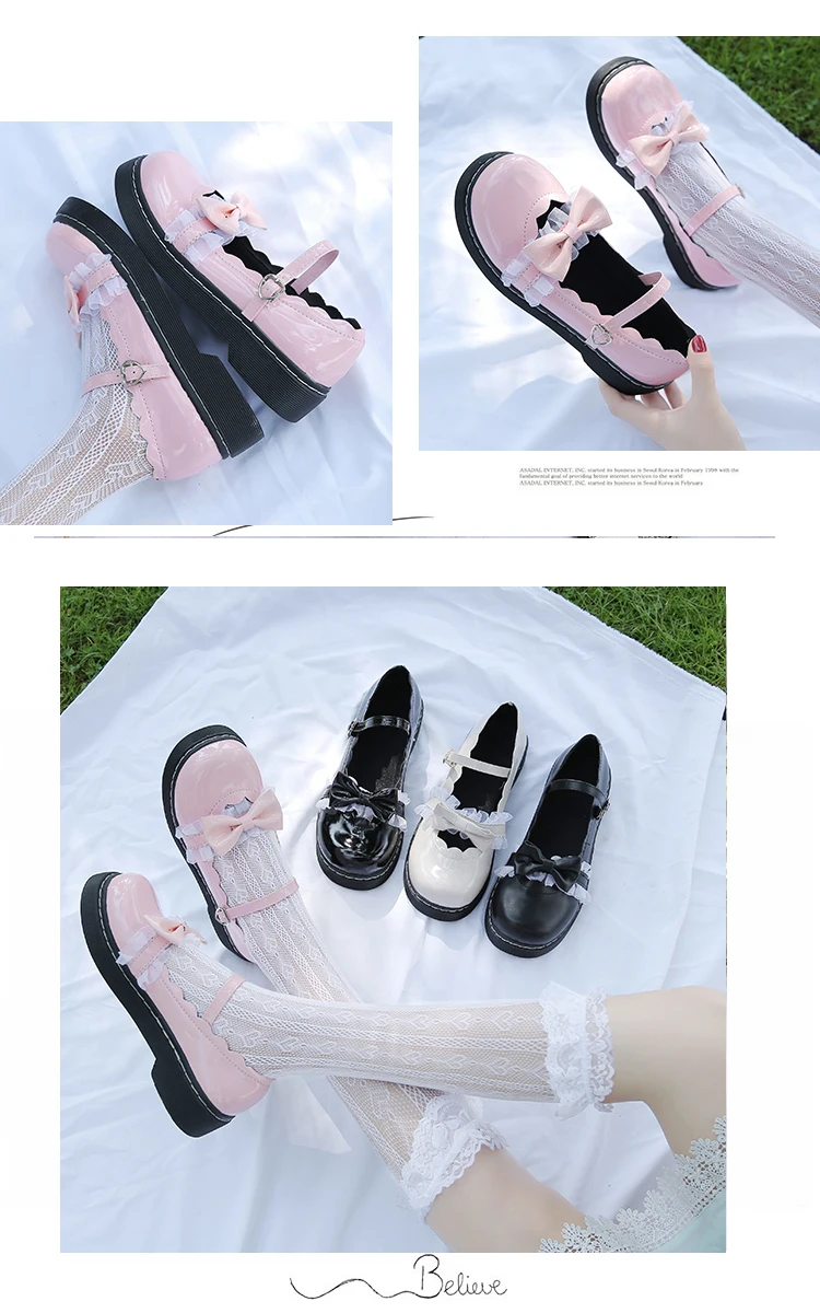 Обувь в стиле Лолиты для костюмированной вечеринки; обувь в японском стиле Лолиты на платформе; милые туфли лоли с круглым носком в стиле Харадзюку Мори герл; JK; обувь в стиле Лолиты