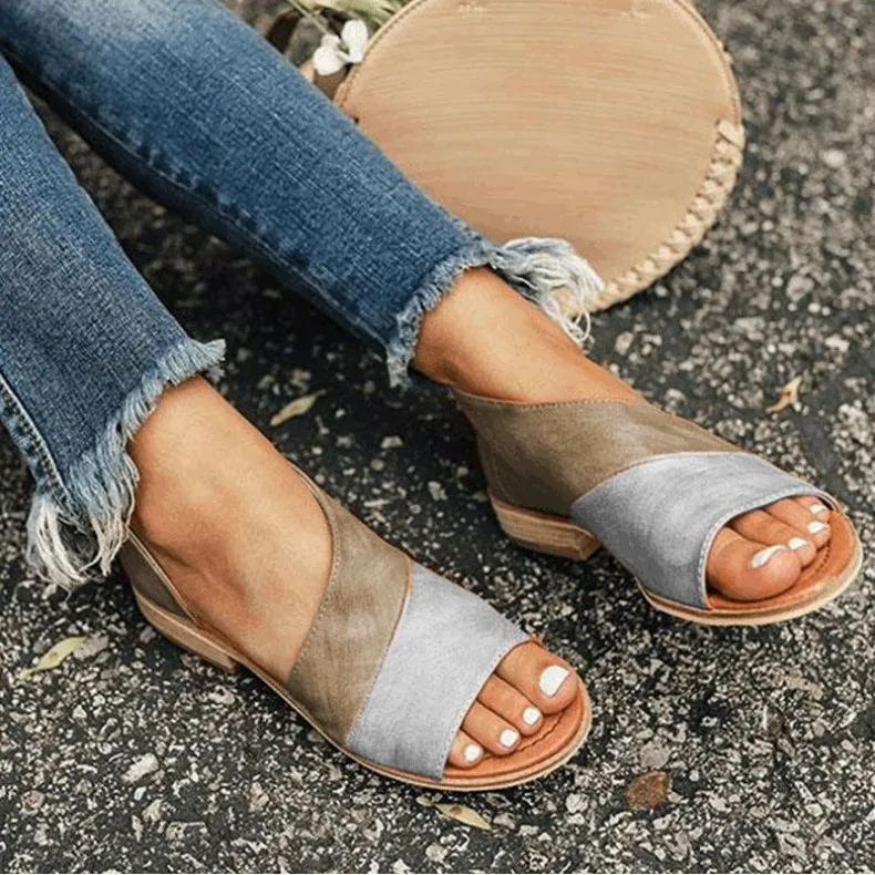 

HEFLASHOR Women Sandals Summer Shoes Fashion Casual Rome Peep Toe Low Heels Leopard Square Heel Retro Sandals Zomerschoenen