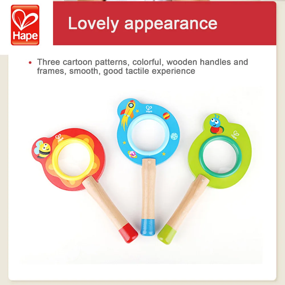 HAPE Children Toy Handheld Lens Hand Magnifier Kids Bee Shape Space Adventure Magnifying Glass Loupe Gift Education Cognitive