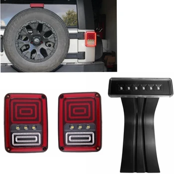 

One Pair LED Rear Taillight and One piece 3rd LED High Mount Brake Light For Jeep Wrangler 07-16