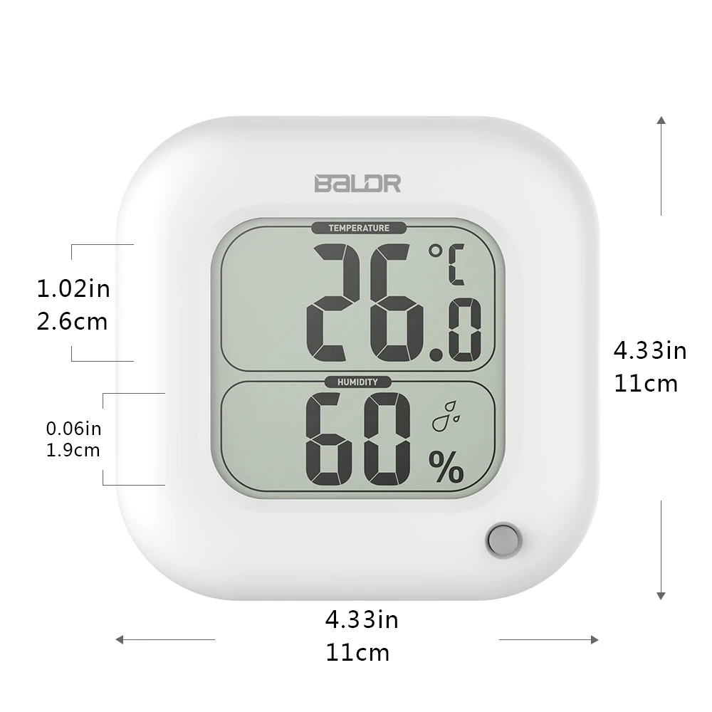 Baldr Цифровой термометр гигрометр внутренний Макс/мин комнатный измеритель температуры датчик влажности Датчик настенный стол ЖК-дисплей квадратный