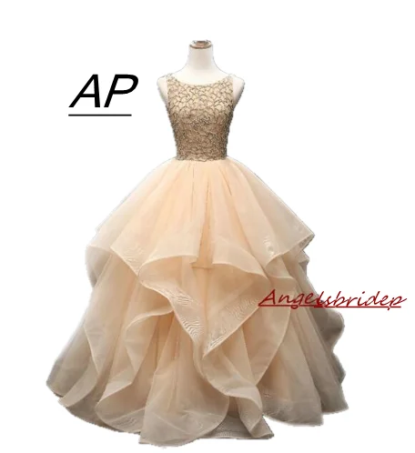 Angelsbridep очаровательное бальное платье цвета шампанского для Quinceanera 2021 с V образным