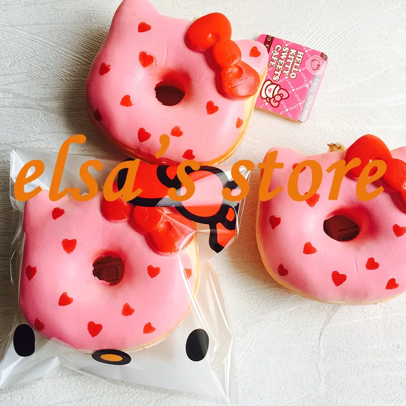 squishies wholesale 10pcs squishy jumbo kawaii hello kitty pink heart donut slow rising squishy ...
