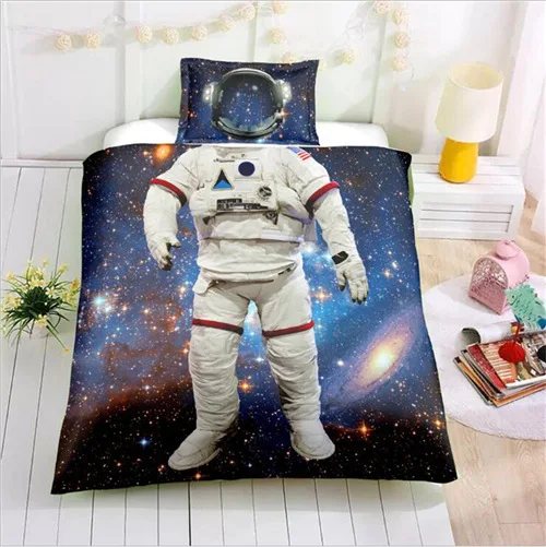 3D Косплей астронавт постельное белье цифровая печать пододеяльник набор наволочки Твин Полный Королева супер Король Размер настраиваемый - Цвет: 1