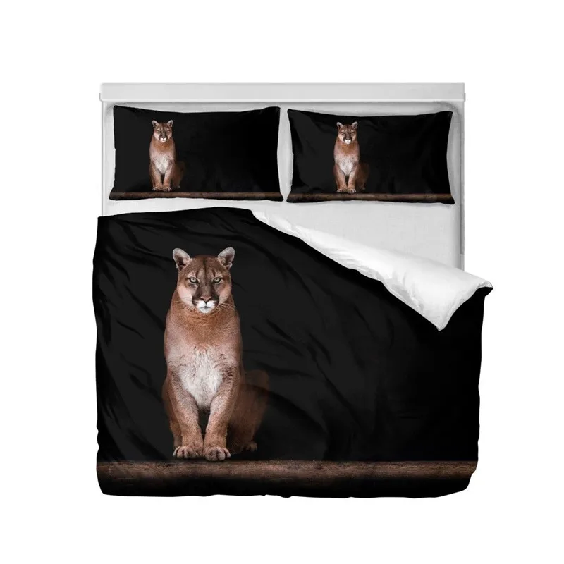 طقم سرير جديد الأزياء بارد الحيوان الأسد 3D الطباعة أغطية لحاف الملك مزدوجة حجم غرفة نوم الديكور سرير مريح مجموعة 3 قطعة