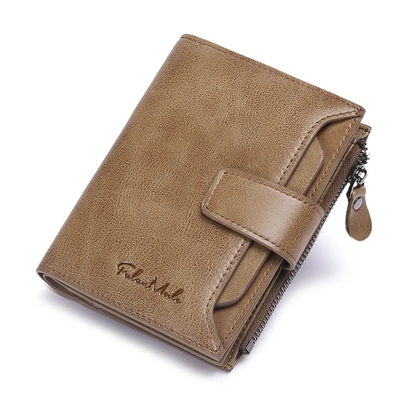 

New Fashion Business Men's Wallets 100% Cow Genuine Leather Short Wallet High Quality Male Cash Purses Clutch Boy Casual Wallets
