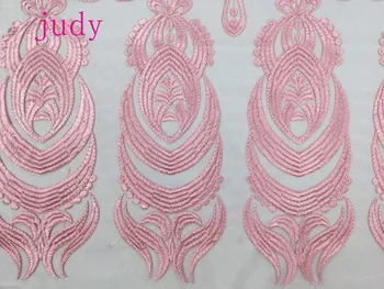 

stock MX45# Pink top grade cloth embroidery fabric is used for wedding dress party Free shipping