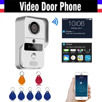 

720P HD Smart Wifi Wireless Video Doorbell 5PCS RFID Keyfobs Remote Intercom Unlock IP Video Door Phone for iOS Android Phone PC