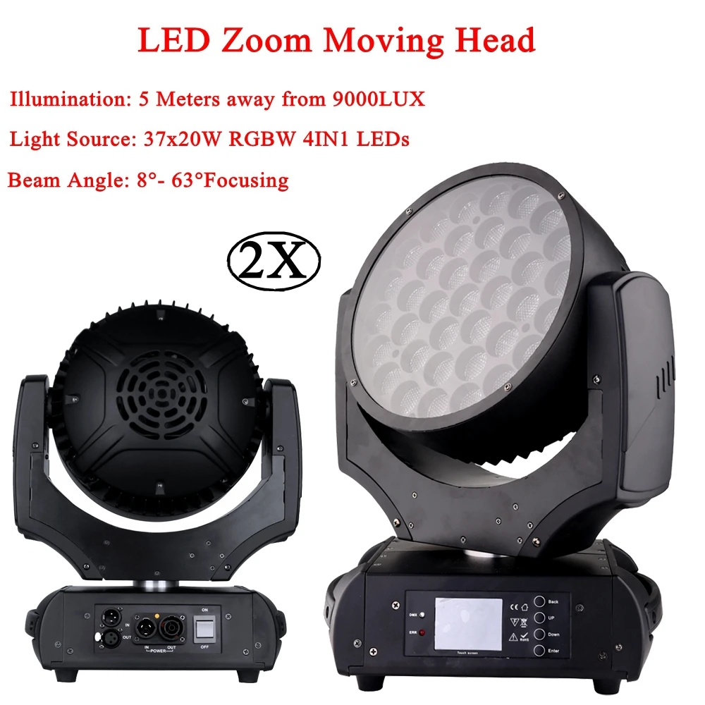 

2Pcs/Lot Top Quality 37x20W RGBW 4in1 LED Zoom Moving Head Wash Light Projector Perfect For Stage DJ Disco Party And Nightclub