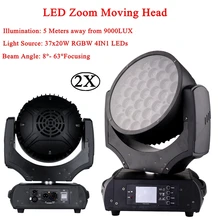 2Pcs/Lot Top Quality 37x20W RGBW 4in1 LED Zoom Moving Head Wash Light Projector Perfect For Stage DJ Disco Party And Nightclub 2pcs lot 4 in 1 led bar 7 10w moving head light rgbw 7 leds disco wash nightclub rainbow effect projector for wedding show
