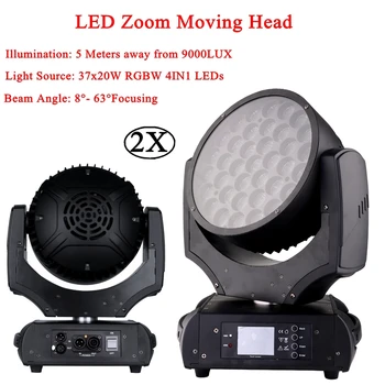 2Pcs/Lot Top Quality 37x20W RGBW 4in1 LED Zoom Moving Head Wash Light Projector Perfect For Stage DJ Disco Party And Nightclub 2pcs lot 4 in 1 led bar 7 10w moving head light rgbw 7 leds disco wash nightclub rainbow effect projector for wedding show