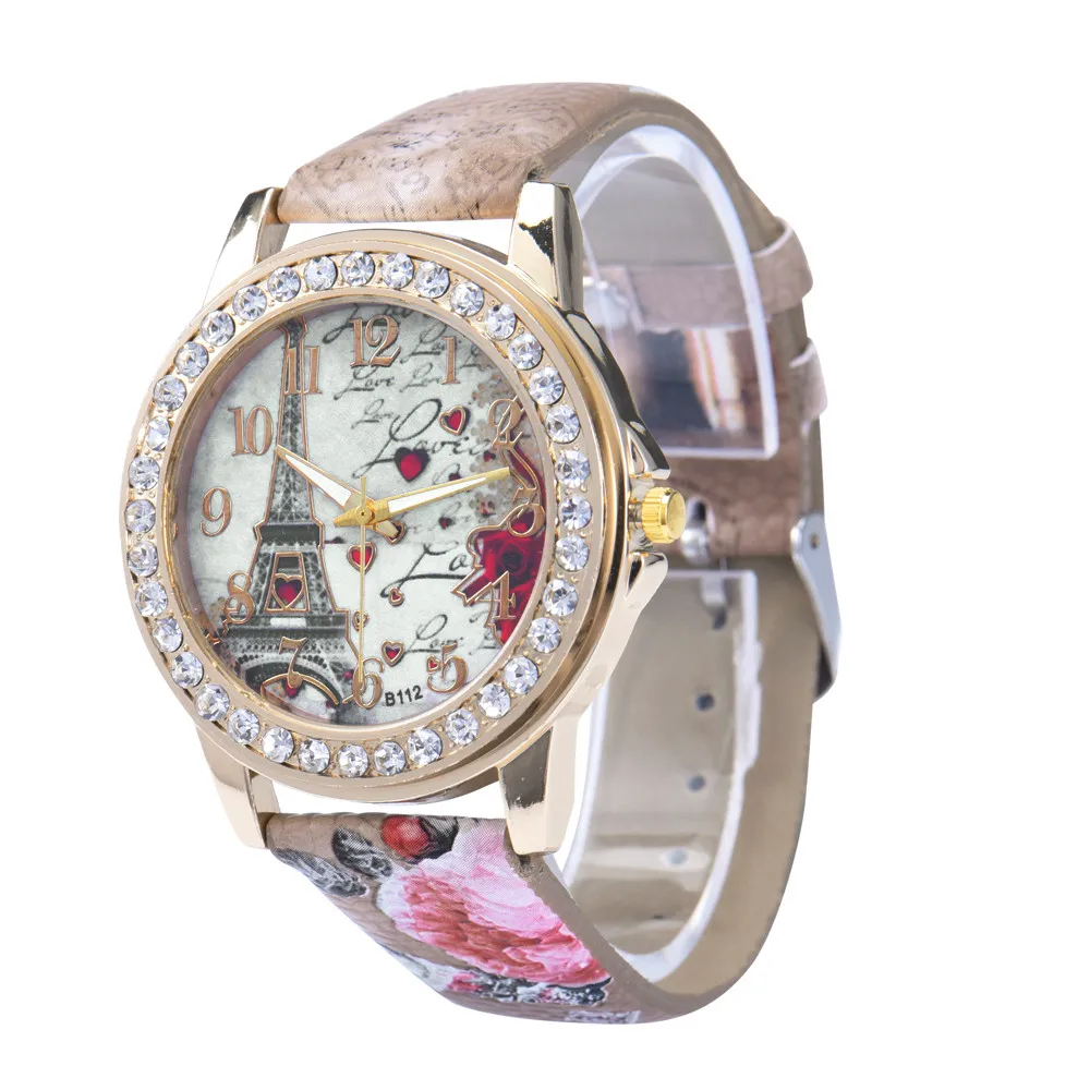 5001 Аналоговые кварцевые наручные часы с узором башни и кожаным ремешком reloj mujer Новое поступление горячая распродажа