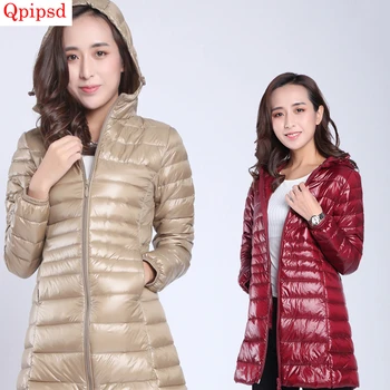 

Womens Down Parkas 2020 Winter White Duck Down Coat Female Hooded Warm Down Jacket Coat Ladies Thin Slim Down Coat Plus Size 7XL