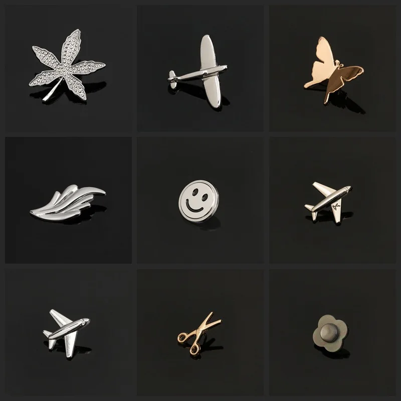 

2019 New Plane Leaves Natural Smile Small Brooch Pin Unisex Maple Leaf Lapel Pins Suit Shirt Collar Jewelry Accessories