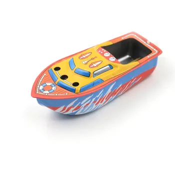 

Cute Candle Boat Tin Toy Classic European Water Wind Up Iron Toys Multi-colored Collectible Creative Gift for Kids Children