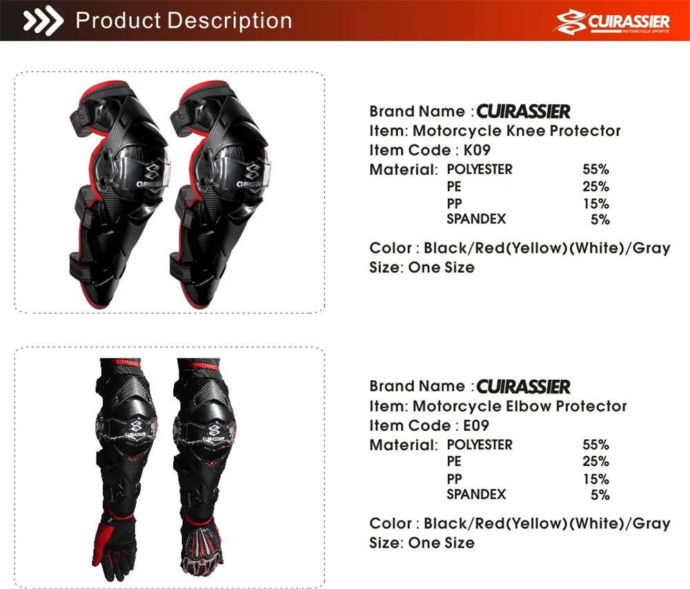 Cuirassier защитные наколенники для мотоцикла, наколенники, протектор для внедорожных MX, для мотокросса, налокотники, защита для гонок