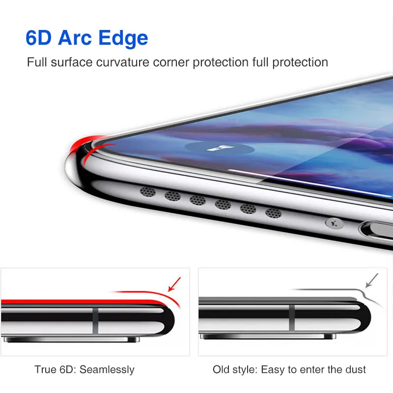 10D Gehärtetem Glas auf die Für iPhone X 7 8 6 Plus Screen Protector Volle Abdeckung Schutz Glas Fü