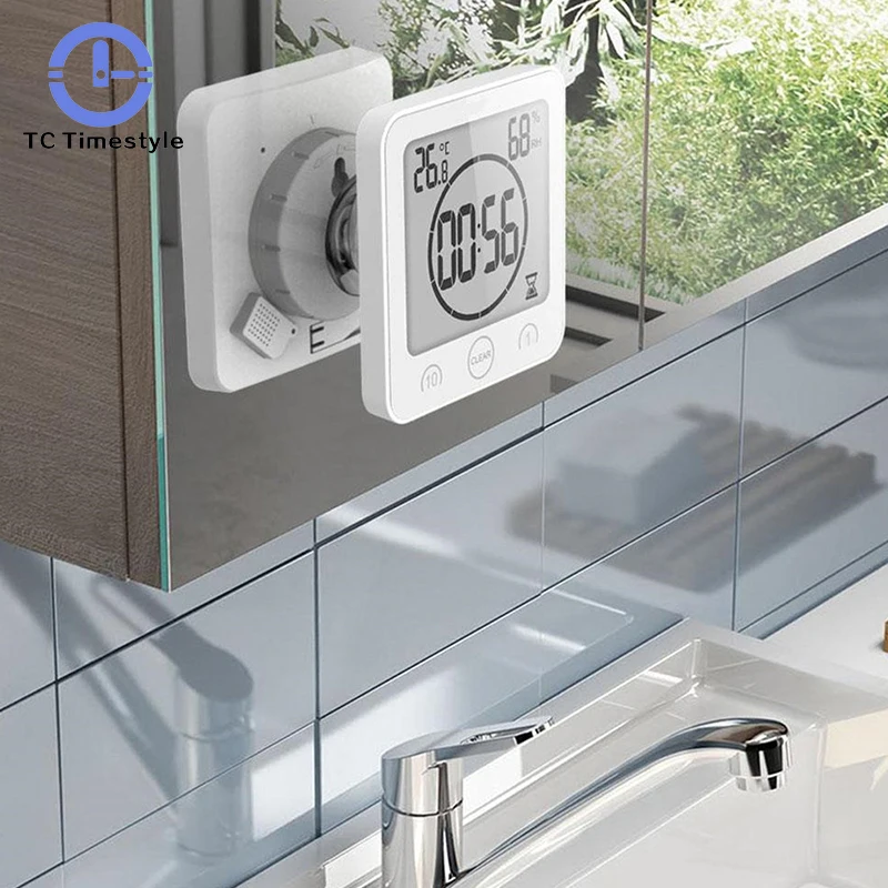 Kaufen LCD Wasserdicht Dusche Uhr Digitale Badezimmer Uhren Timer Temp Dusche Uhren Wanduhr Hause Dekoration Zubehör Moderne