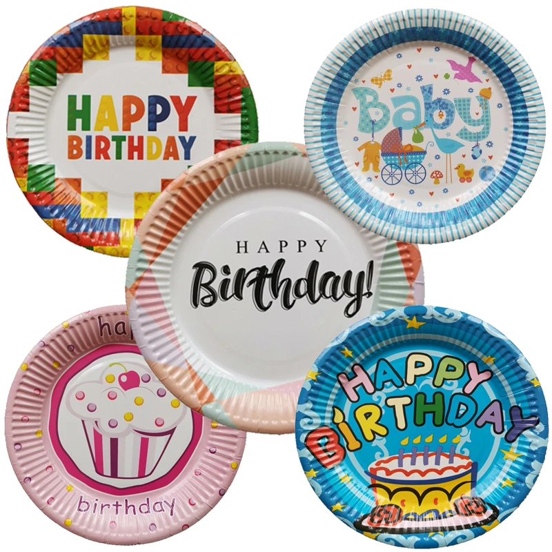 

10pcs/lot Disposable Plates for Birthday Party Chidlren's Party Decoration Paper Tableware Letter Printed party suppliers