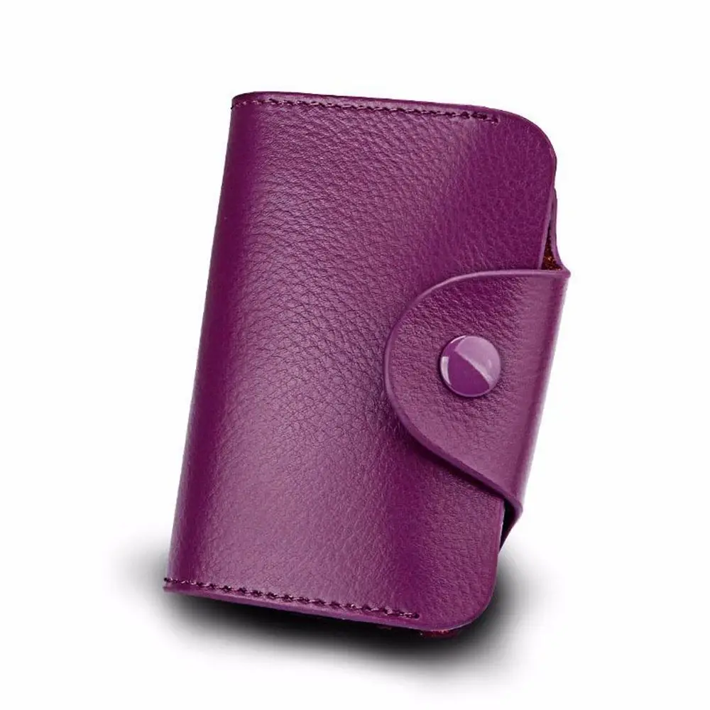 Luxury Genuine Leather Wallet Blocking Pocket Card Holder Credit Card Case New Women Man Wallet - Цвет: purple