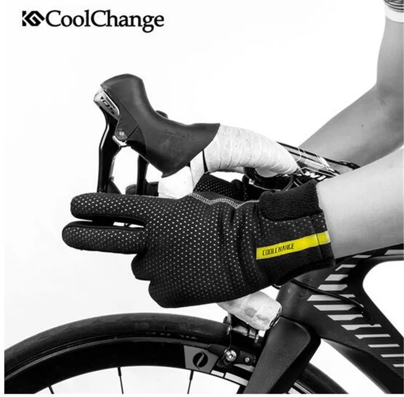 

CoolChange Sport Bicycle Gloves Winter Thermal Windproof MTB Full Finger Anti-Slip Touch Screen Cycling Gloves Men Women